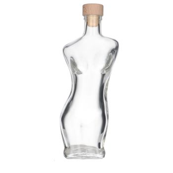 200 ml glazen fles met silouette van een vrouw, inclusief dop